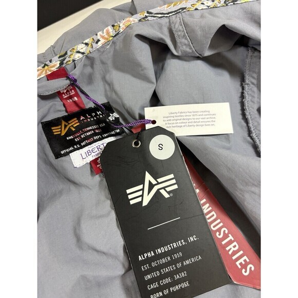 Alpha Industries Shell Fishtail Parka W Cadet Gray Grey Small Liberty Print - Picture 14 of 15